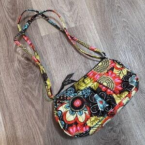 Vera Bradley Frannie Purse Bag Flower Shower Quilted Pink Green Blue